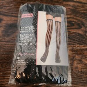 Black Opaque Vertical Thigh Highs